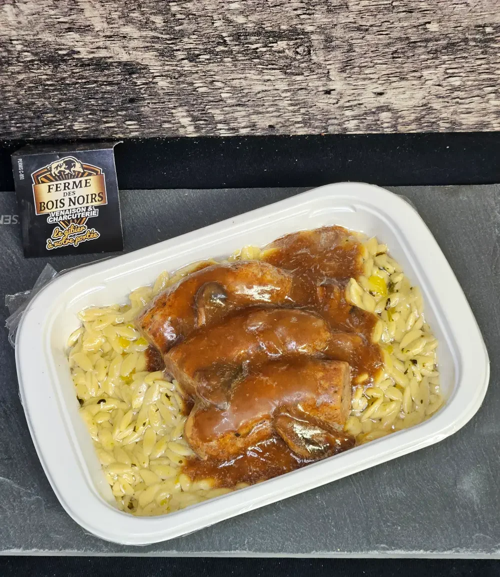 Saucisses Sangliers, Orzo et Pesto